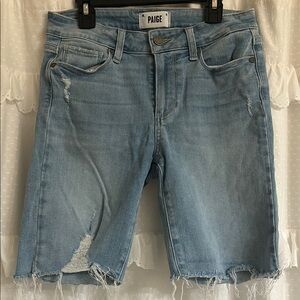 PAIGE Blue Jean Shorts Distressed Casual